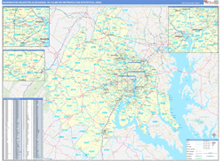 Washington-Arlington-Alexandria Metro Area Wall Map Basic Style 2024
